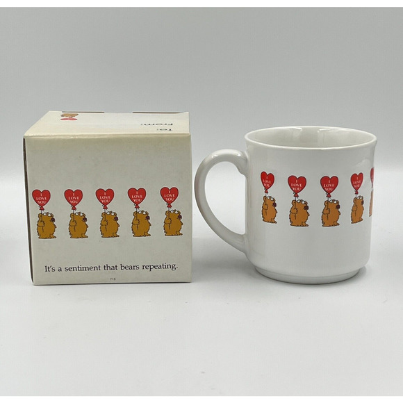 Vintage Sandra Boynton #718 I Love You Coffee Mug Bear Heart Balloon in Box - Picture 4 of 7